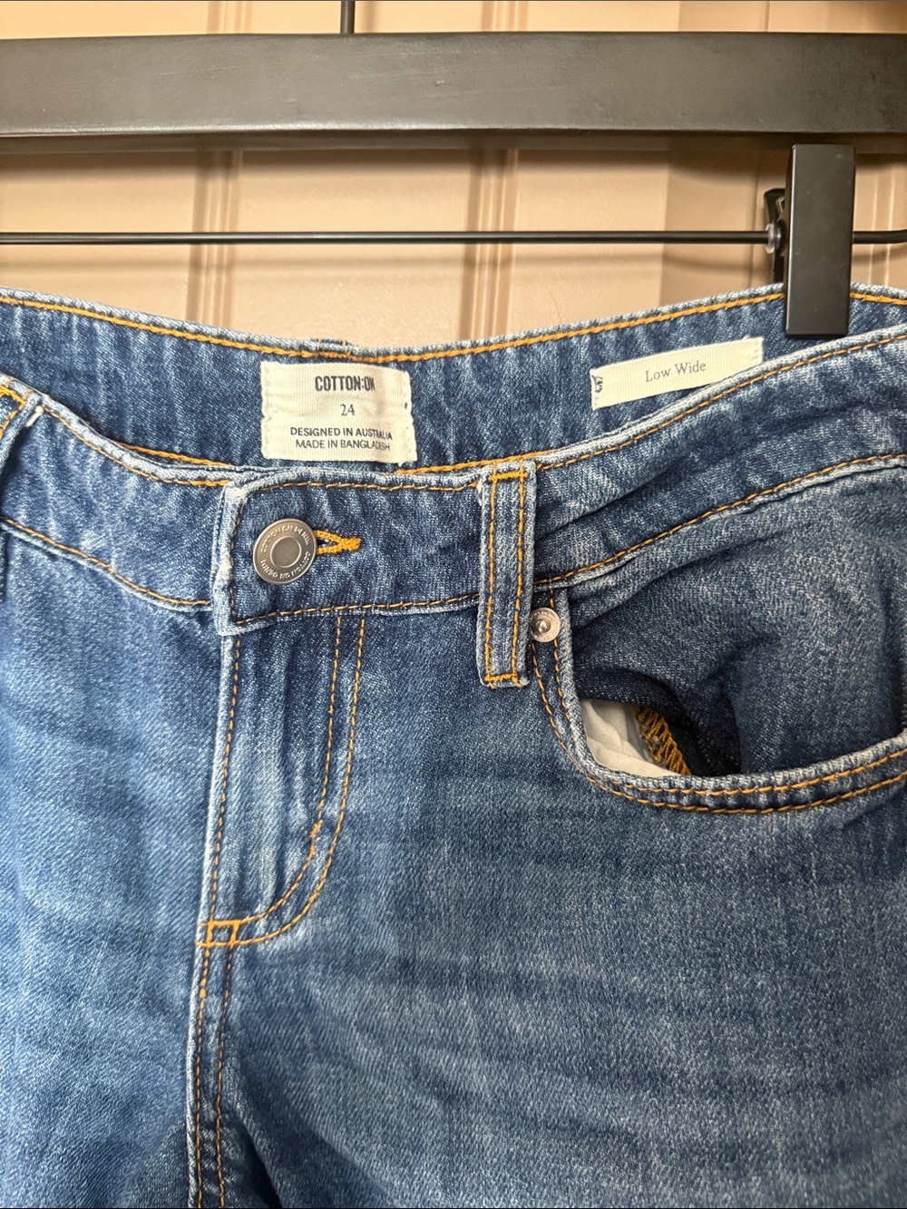 Low Rise Wide Leg Blue Denim Jeans for Women - Picture 2 of 3